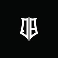 qb monogram brev logotyp band med sköld stil isolerad på svart bakgrund vektor