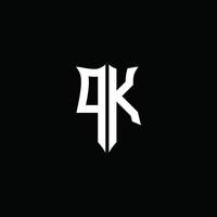 pk monogram brev logotyp band med sköld stil isolerad på svart bakgrund vektor
