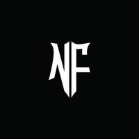 nf-Monogramm-Buchstaben-Logo-Band mit Schild-Stil auf schwarzem Hintergrund isoliert vektor