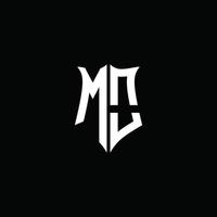 mo Monogramm Brief Logo Band mit Schild Stil isoliert auf schwarz Hintergrund vektor