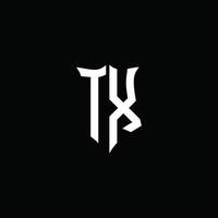 tx-Monogramm-Brief-Logo-Band mit Schild-Stil auf schwarzem Hintergrund isoliert vektor