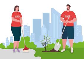 Freiwillige Menschen, die einen Baum pflanzen, Ökologie-Lebensstilkonzept vektor