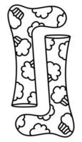 süß Gekritzel Paar von Socken2 von das Sammlung von mädchenhaft Aufkleber. Karikatur Weiß und schwarz Vektor Illustration.