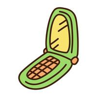 süß Gekritzel retro Handy, Mobiltelefon Telefon von das Sammlung von mädchenhaft Aufkleber. Karikatur Farbe Vektor Illustration.