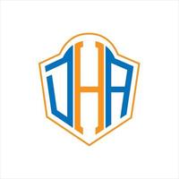 dha abstrakt Monogramm Schild Logo Design auf Weiß Hintergrund. dha kreativ Initialen Brief Logo. vektor