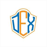 dex abstrakt monogram skydda logotyp design på vit bakgrund. dex kreativ initialer brev logotyp. vektor