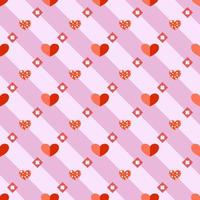 sömlös mönster röd hjärta och diamant, rosa och vit bakgrund. vektor