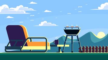 Sunrise Backyard Grill Vector