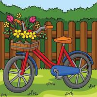 Frühling Fahrrad mit Blumen farbig Karikatur vektor