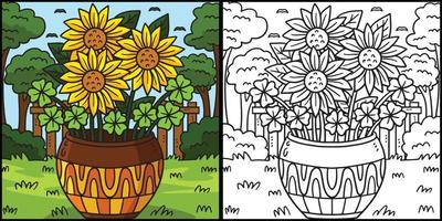 st. Patricks Tag Sonne Blume Färbung Illustration vektor
