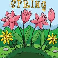 Frühling Tulpe Blumen farbig Karikatur Illustration vektor