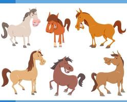 tecknad serie rolig hästar bruka djur- tecken uppsättning vektor