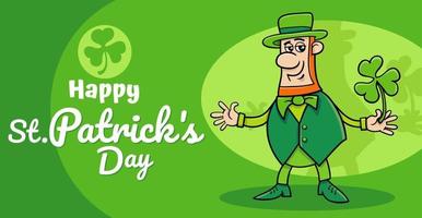 Saint Patrick Day Design mit Cartoon-Kobold mit Klee vektor