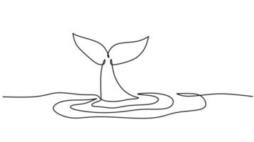 ett linje teckning av val svans isolerat på vit bakgrund vektor