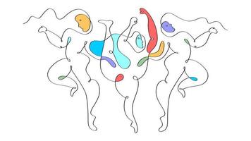 einer Single Linie Zeichnung von drei Frau Tanzen Menschen Picasso. vektor
