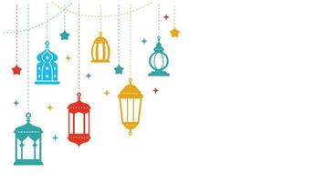 sechs bunt Ramadan Laternen und islamisch Ornamente vektor