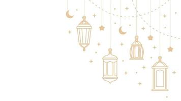 fyra hängande ramadan lyktor och islamic ornament vektor