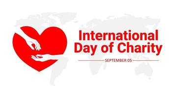 internationell dag av välgörenhet bakgrund med två händer i kärlek symbol. vektor