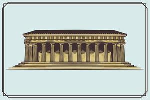 Hand gezeichnet uralt griechisch Gebäude im Jahrgang Stil. vektor