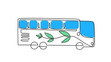 ett linje teckning av elektrisk buss isolerat på vit bakgrund. kontinuerlig enda linje minimalism. vektor