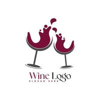 Wein Glas Wein Getränk Logo Design Unternehmen Logo Design vektor