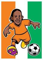 Elfenbein Küste Fußball Spieler mit Flagge Hintergrund vektor