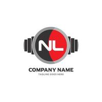 nl Brief Logo Design Symbol Fitness und Musik- Vektor Symbol.