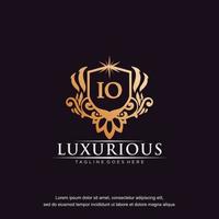 io Initiale Brief Luxus Ornament Gold Monogramm Logo Vorlage Vektor Kunst.