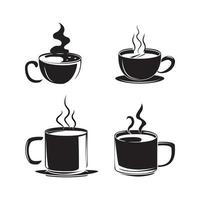 svart silhuett samling av kaffe symbol vektor