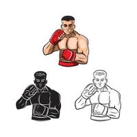 Boxer Illustration Sammlung auf Weiß Hintergrund vektor