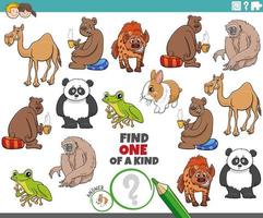 ett unikt spel för barn med söta tecknade djur vektor
