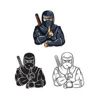 Ninjas Illustration Sammlung auf Weiß Hintergrund vektor