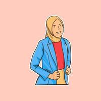 hijab kvinna klistermärke vektor illustration