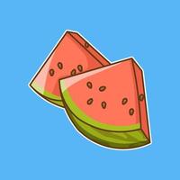 Wassermelone Obst Aufkleber Vektor Illustration