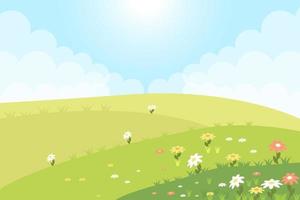 Frühling Landschaft Hintergrund Illustration im eben Design Stil vektor