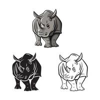 färg bok noshörning tatuering tecknad serie karaktär vektor