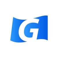 Initiale G Blau Flagge Logo vektor