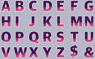 ABC vektor alfabet font uppsättning vektor lila rosa vit violett