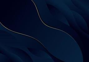dunkelblaue Welle des abstrakten Hintergrunds mit Goldlinie, Luxusart. vektor