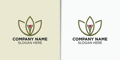 lotus och vin logotyp mall, bar och klubb logotyp inspiration vektor