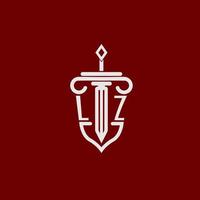 lz Initiale Logo Monogramm Design zum legal Anwalt Vektor Bild mit Schwert und Schild