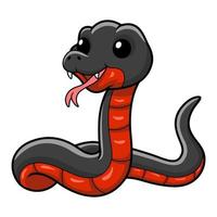 söt röd magad svart orm tecknad serie vektor