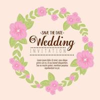 Grußkarte mit Blumenkranz für Hochzeitseinladung vektor