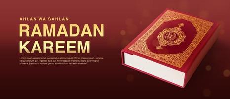 Ramadan Kareem Vektor Vorlage mit 3d realistischen Koran.