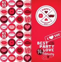 Valentinstag Hintergrundmuster mit Lippen. Pop-Art-Stil Einladungskarte vektor