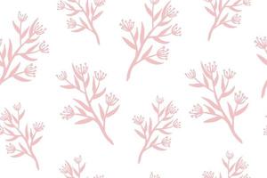 söt blommig sömlös mönster på en vit bakgrund. rosa blommor, vektor illustration.