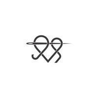 mode design nål tråd överlappning linjär konst symbol vektor