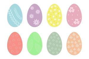 påsk ägg. uppsättning av vektor illustrationer i en vattenfärg stil. målad påsk ägg i annorlunda färger.