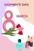 Herzliche Glückwünsche zu Frauen auf März 8, International Damen Tag. vektor