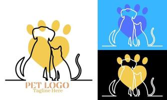 Haustier Logo Vektor Design Illustration, Hund und Katze Konzept
